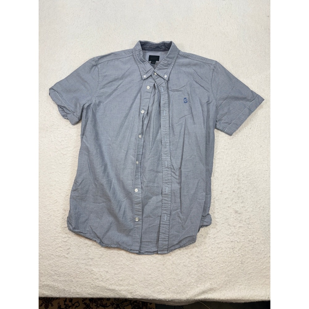14th & Union Mens Blue Oxford Short Sleeve Button Down Shirt Large